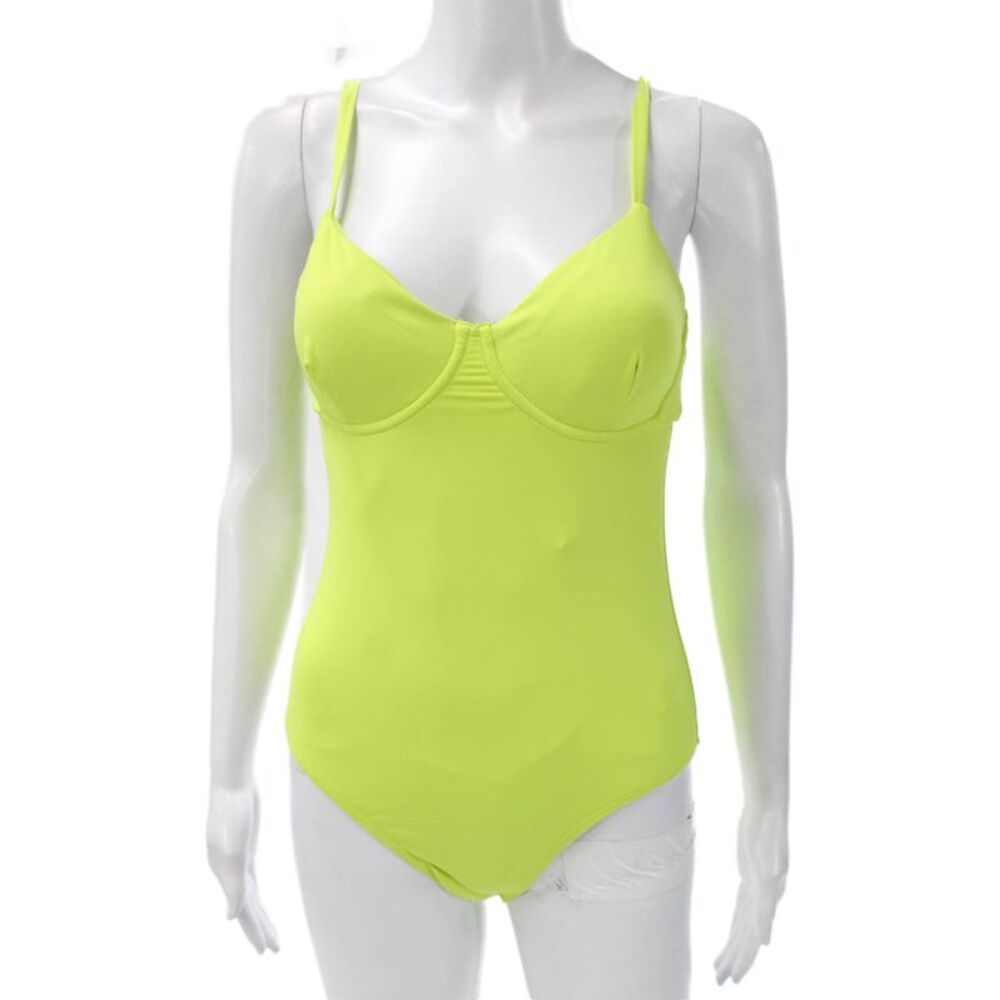 Andie Women Yellow Nylon Solid One Piece Swimwear Size M